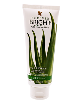 Forever Bright Toothgel is a fluoride-free, Aloe vera based toothpaste that cleans and conditions while also freshening your breath. Especially good for sensitive gums.