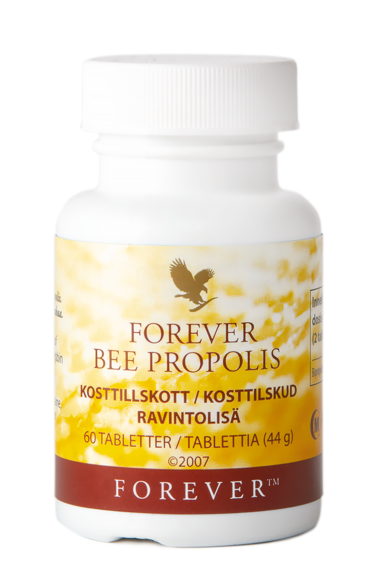Forever Bee Propolis protects the bee hive from pathogens, and is also used in skincare and as a dietary supplement. Here in tablet form from Forever Living Products.