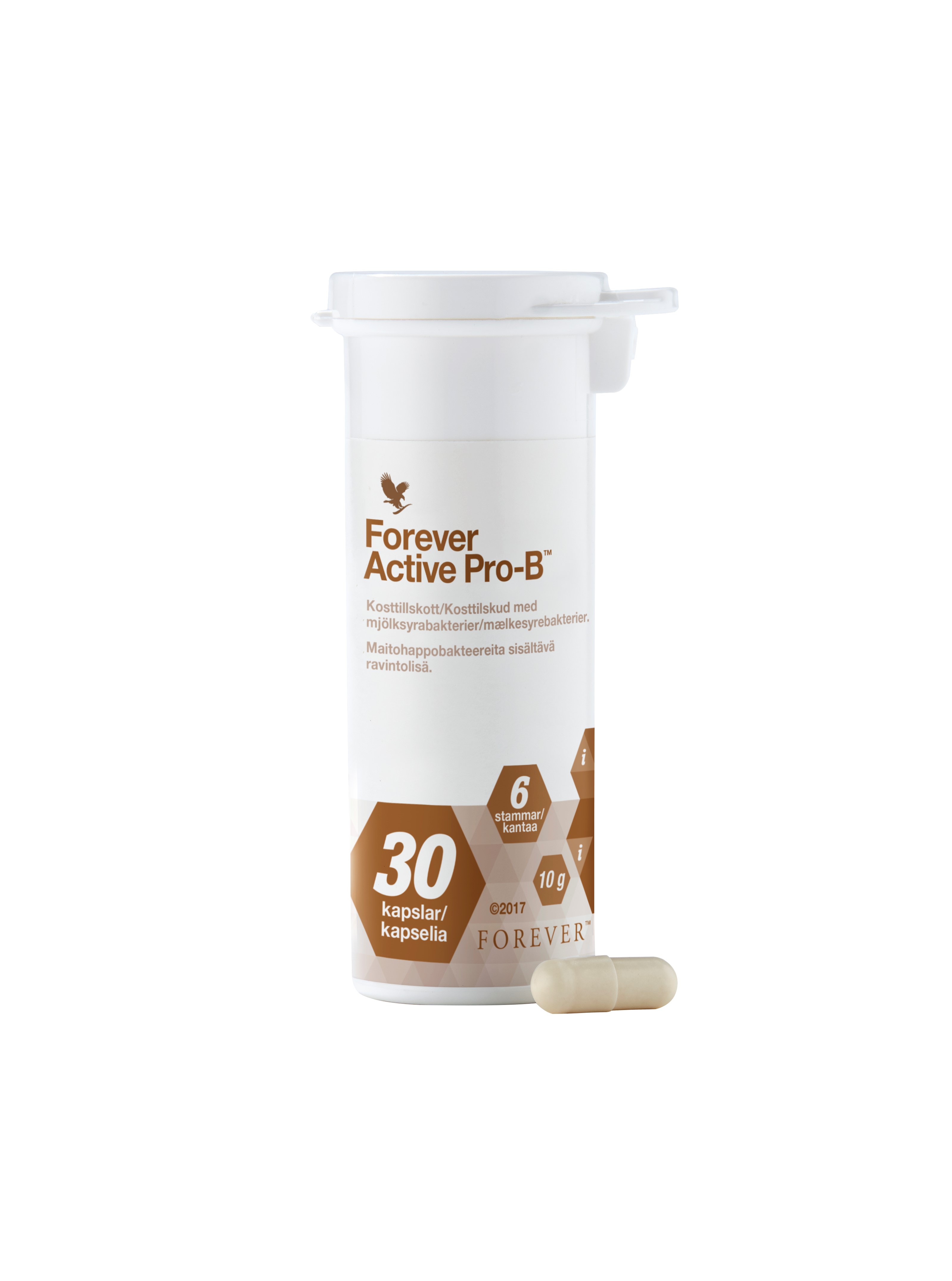 A stressed stomach can disrupt the intestinal flora. Forever Active Pro-B gives you lactic acid bacteria from 6 different bacterial strains.